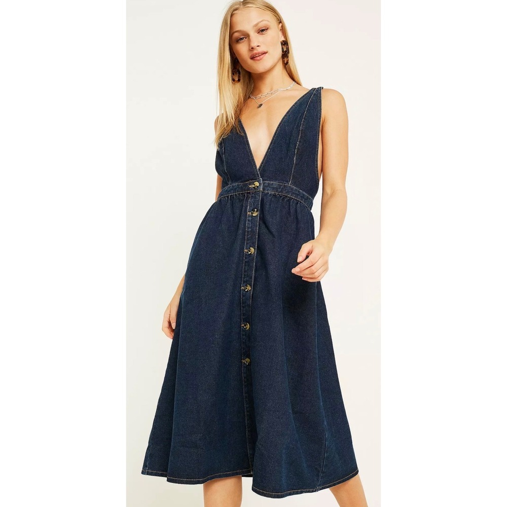 Urban Outfitters Danny Midi Dress Women's Small Denim Button Down Casual